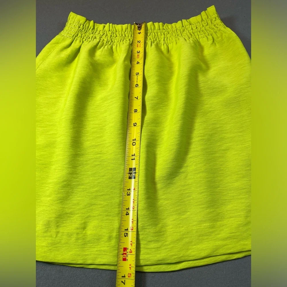 NWT J Crew neon green skirt elastic waist pull on paper bag Fully Lined size‎ 0